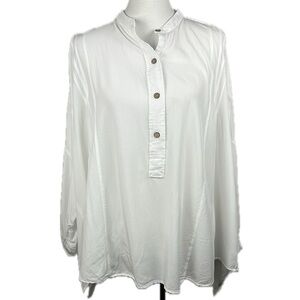 Unicorn Tribe Henley Flowy Top Sz L Boho Lagenlook Oversized Boxy Ren Faire Larp